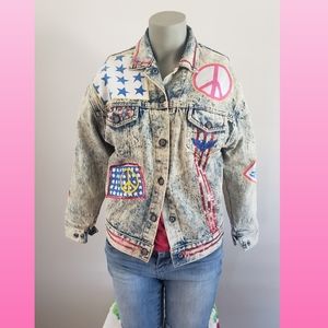 Vintage 80s acid wash denim  jacket